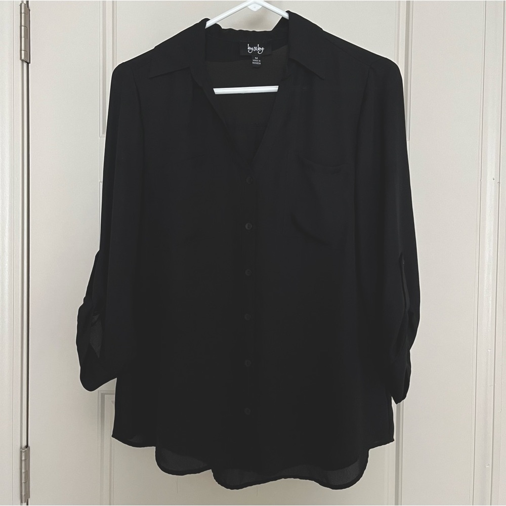Black Half-Sleeve Professional Blouse
